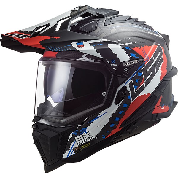 LS2 LS2 MX701 CARBON EXPLORER FOCUS BLUE/ WHITE/ RED HELMET
